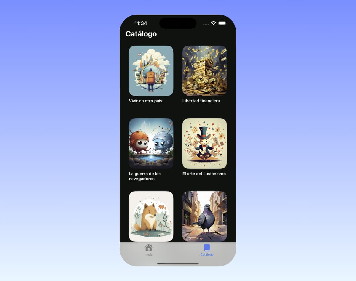 Pantalla del catálogo de Lecthur disponible en iOS